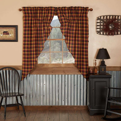 Heritage Farms Primitive Check Prairie Short Panel Curtain Set of 2 63x36x18