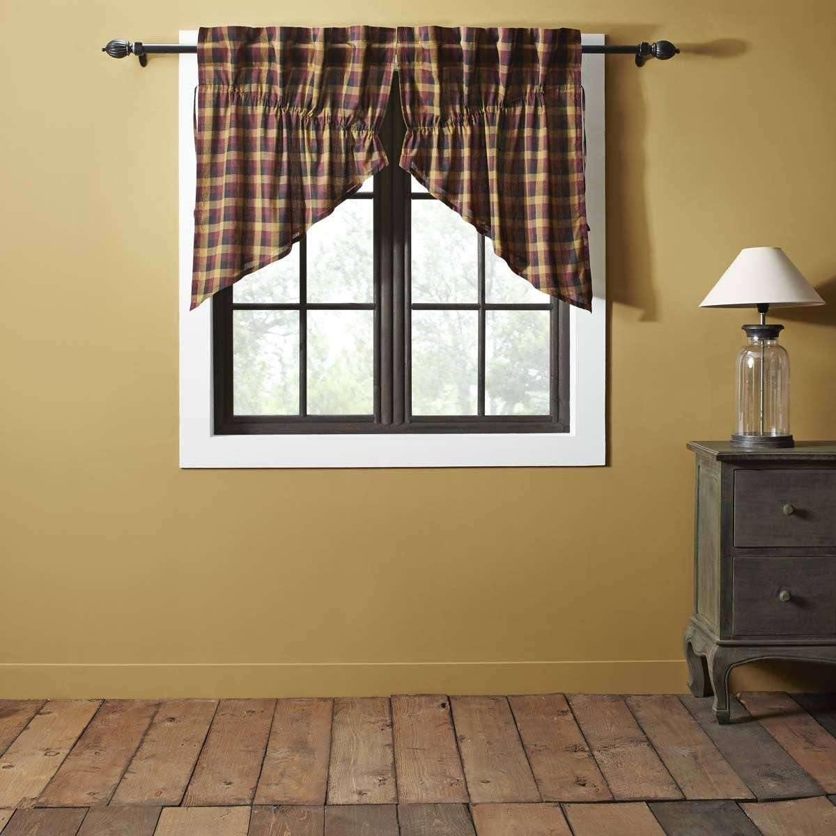shop Heritage Farms Primitive Check Prairie Swag Curtain Set of 2 36x36x18 VHC Brands