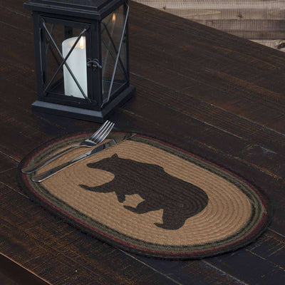 Wyatt Stenciled Bear Jute Braided Placemat Set of 6