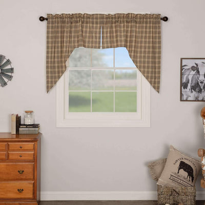 Sawyer Mill Charcoal Plaid Swag Curtain Set of 2 36x36x16