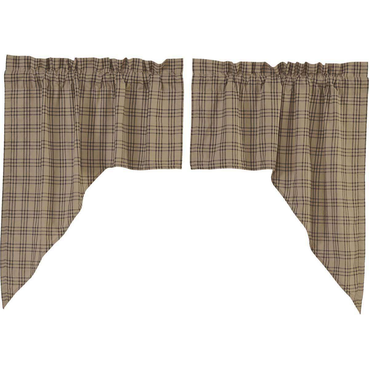 Sawyer Mill Charcoal Plaid Swag Curtain Set of 2 36x36x16 - The Fox Decor