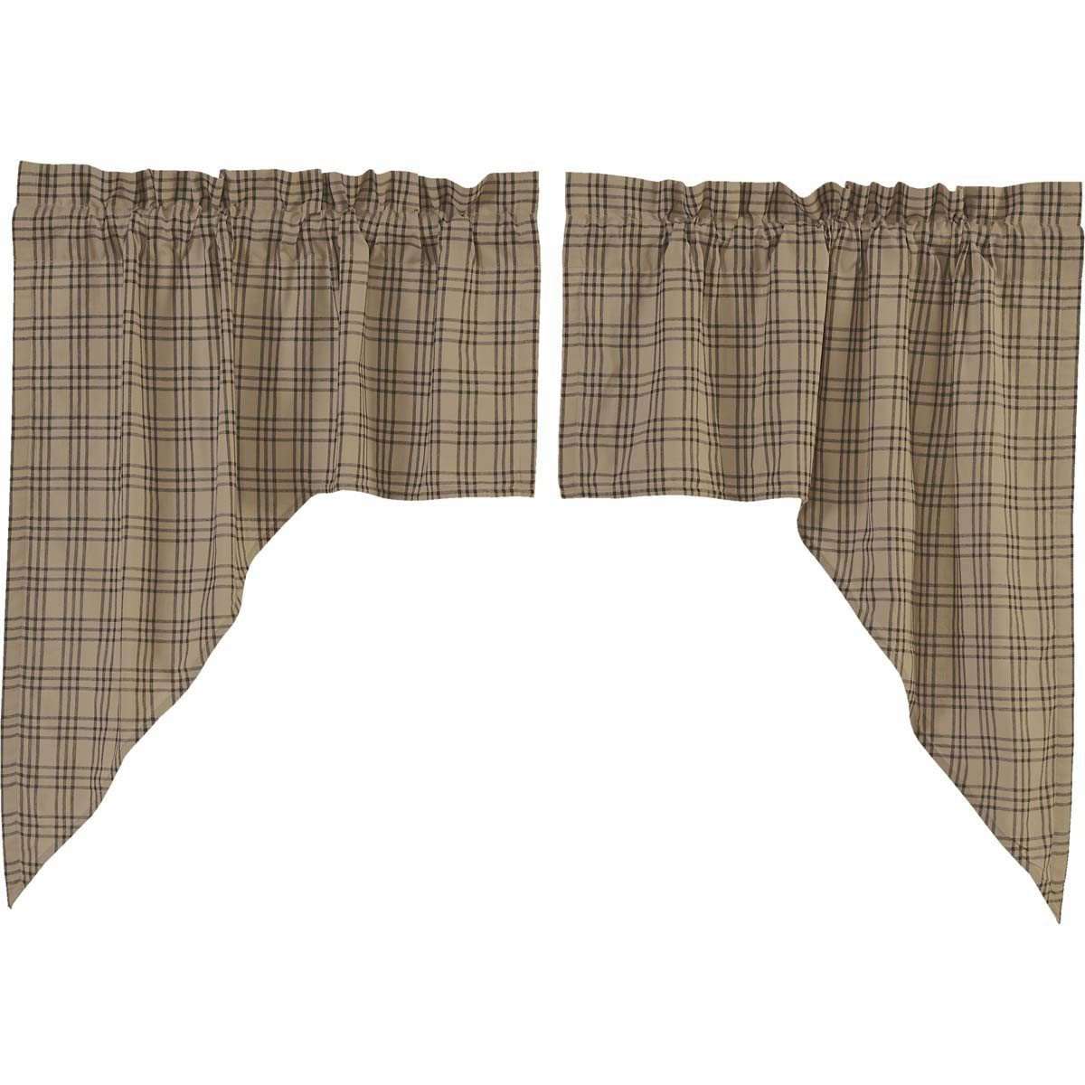 Sawyer Mill Charcoal Plaid Swag Curtain Set 36" x 36" VHC Brands - The Fox Decor