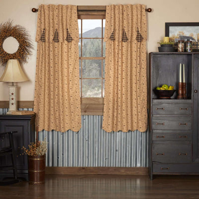 Maisie Short Panel Curtain Curtain Attached Scalloped Layered Valance Set of 2 63x36