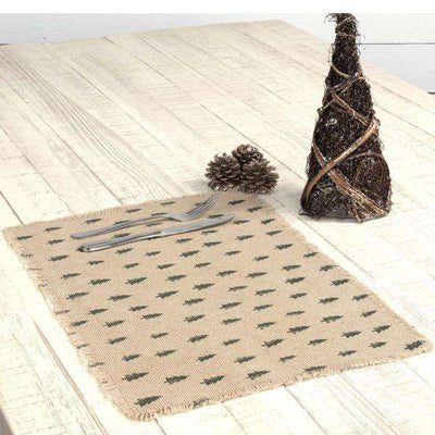 Vintage Burlap Tree Cotton Placemat Set of 6