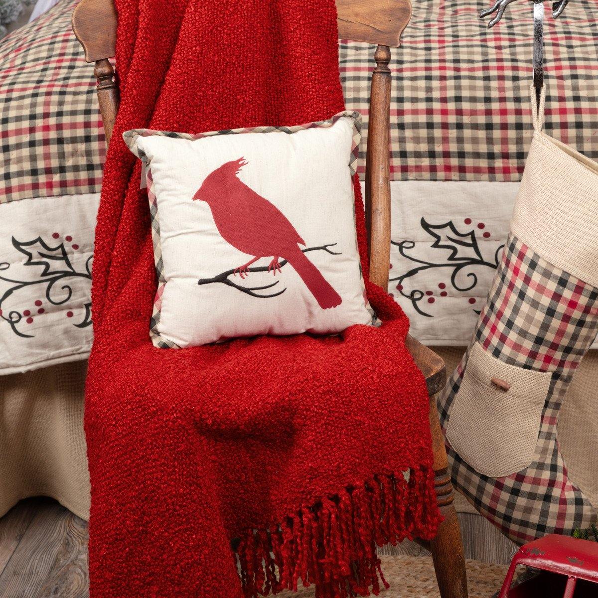 Hollis Cardinal Pillow 12"x12" - The Fox Decor