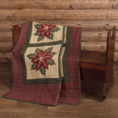 National Quilt Museum Poinsettia Block Quilted Throw 60x50