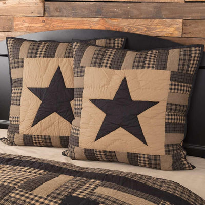 Black Check Star Quilted Euro Sham 26x26 VHC Brands