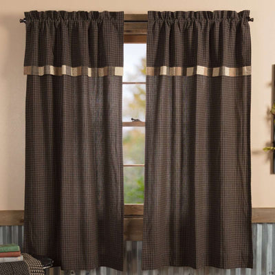 Kettle Grove Short Panel Curtain with Attached Valance Block Border Set of 2 36
