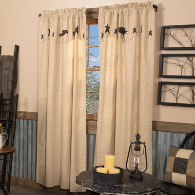 Kettle Grove Panel Curtain with Attached Applique Crow and Star Valance Set of 2 84x40