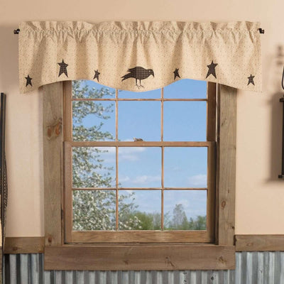 Kettle Grove Applique Crow and Star Valance Curtain 16x60