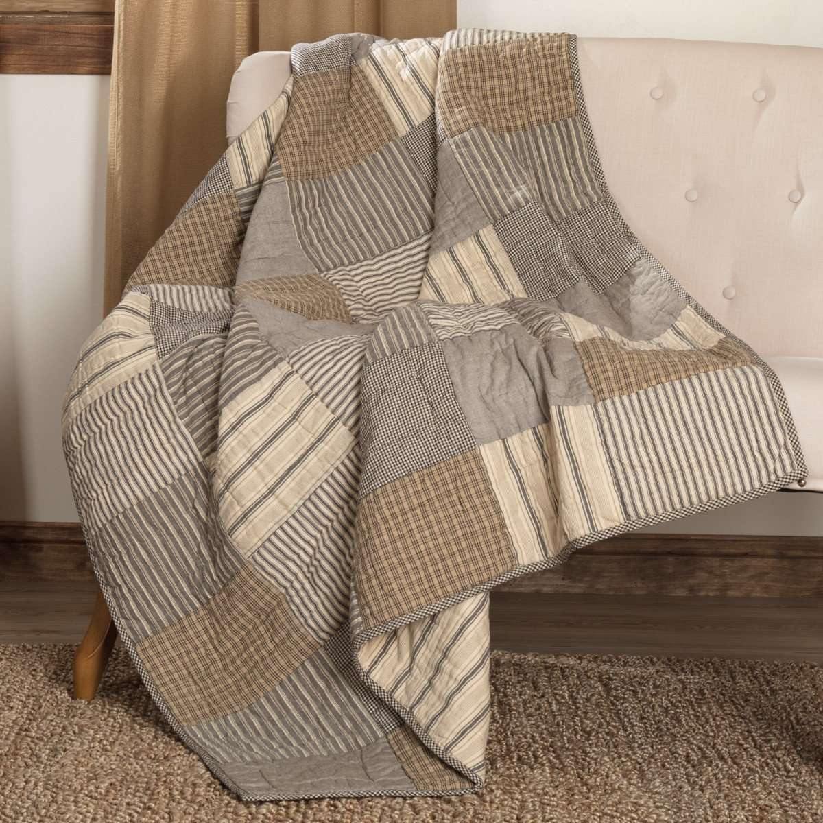 Sawyer Mill Charcoal Block Quilted Throw 60x50 VHC Brands