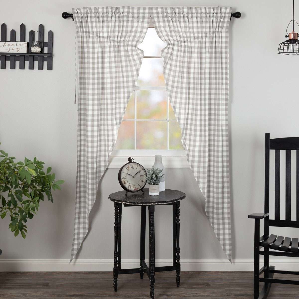 Annie Buffalo Grey Check Prairie Long Panel Curtain Set of 2 - The Fox Decor