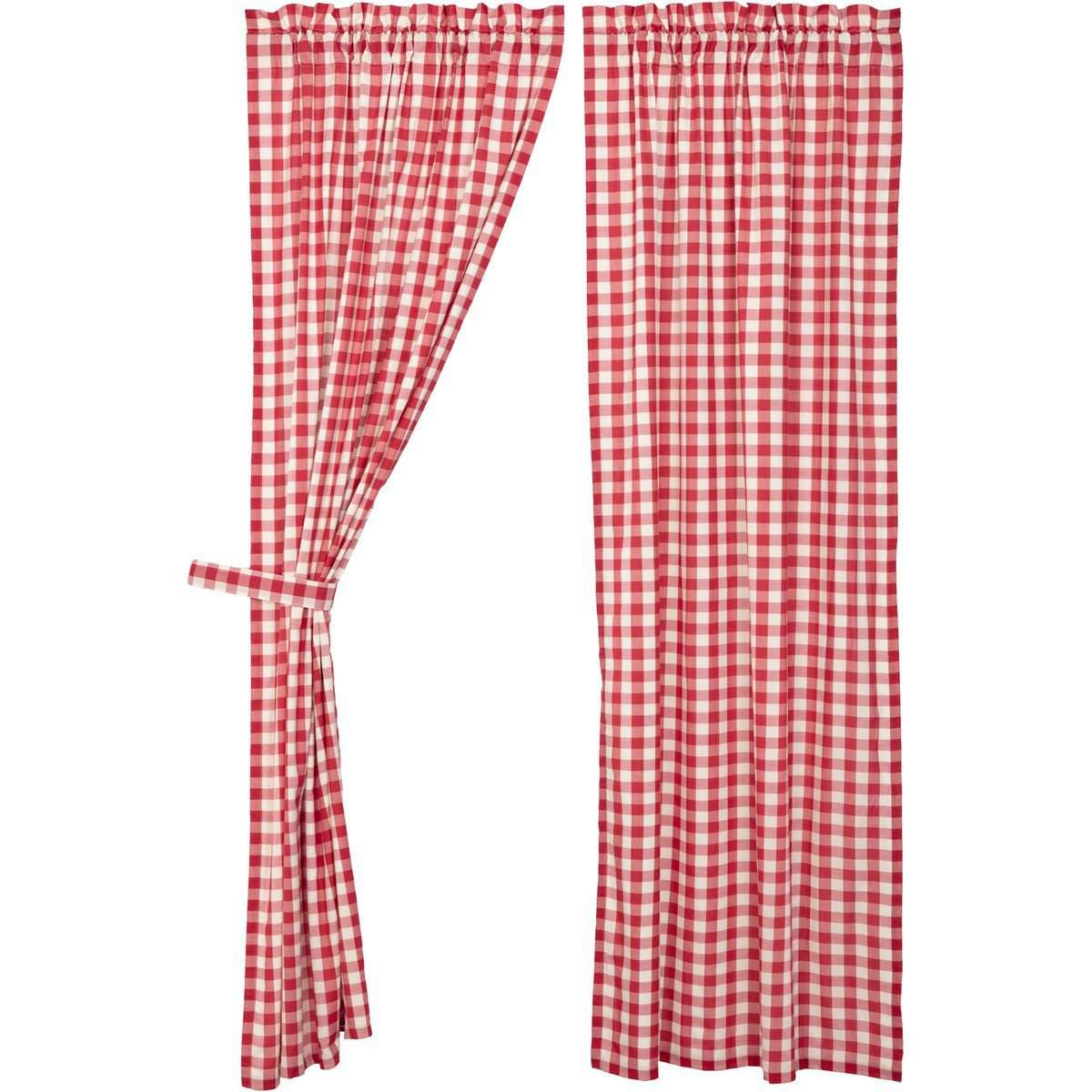 Annie Buffalo Black/Grey/Red/Tan Check Panel Curtain Set of 2 84x40 - The Fox Decor
