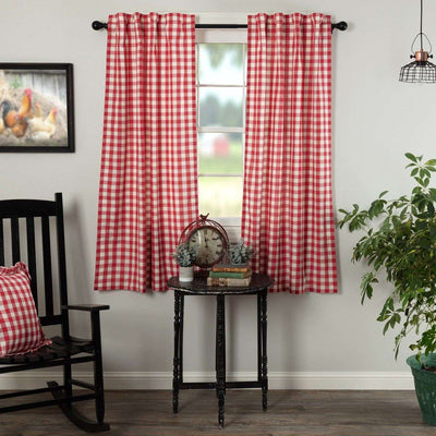 Annie Buffalo Red Check Short Panel Curtain Set of 2 63