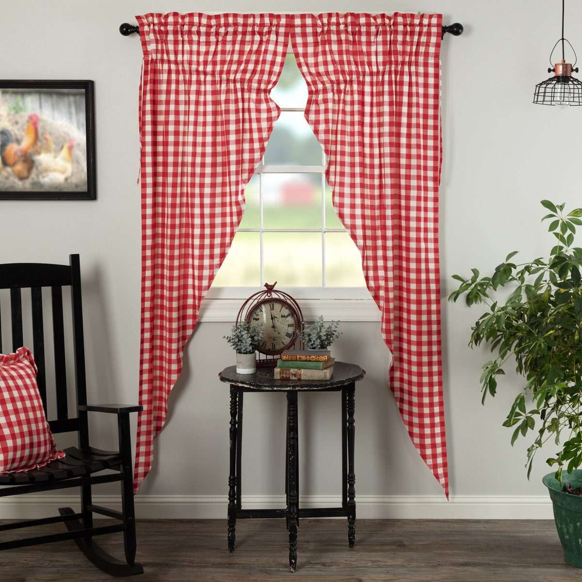 Annie Buffalo Red Check Prairie Long Panel Curtain Set of 2 - The Fox Decor