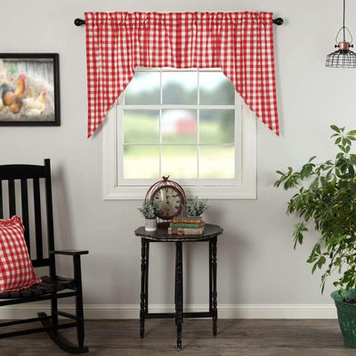 Annie Buffalo Red Check Swag Curtain Set of 2 36x36x16 VHC Brands