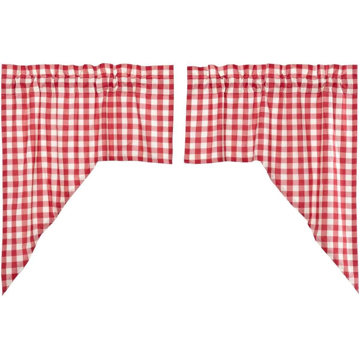 Annie Buffalo Red Check Swag Curtain Set of 2 36x36x16 VHC Brands - The Fox Decor