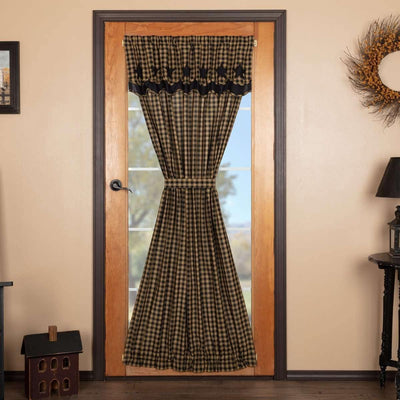 Black Star Door Panel Curtain with Attached Scalloped Layered Valance 72