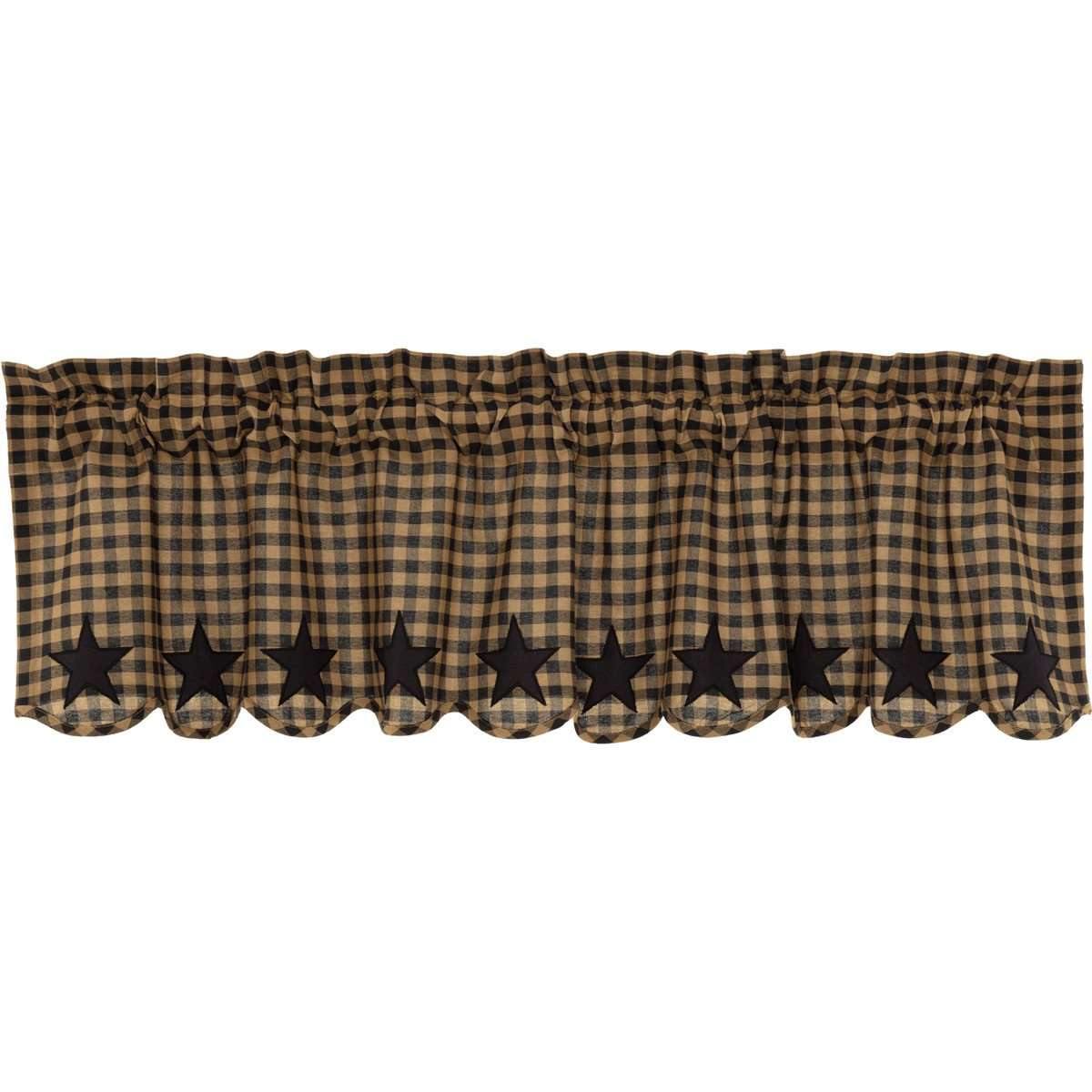 Black Star Scalloped Valance Curtain 16x60 VHC Brands - The Fox Decor