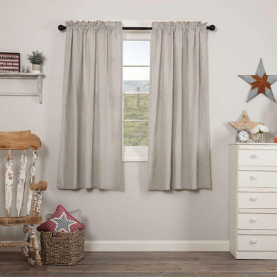 Hatteras Seersucker Blue Ticking Stripe Short Panel Curtain Set 63x36 VHC Brands