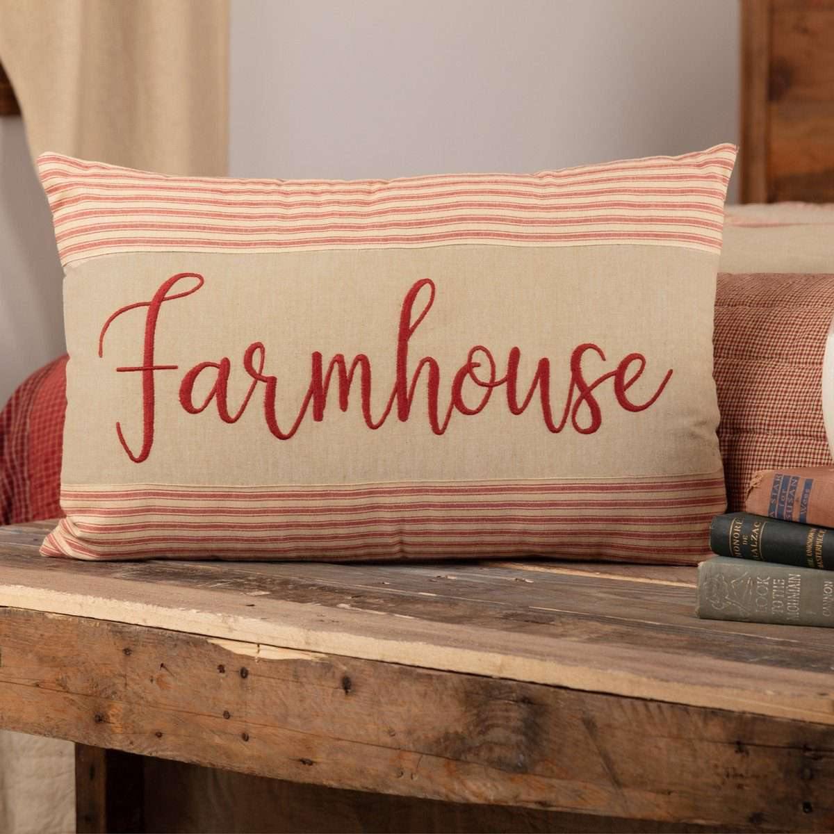 Rory Schoolhouse Red Farmhouse Pillow 14x22 VHC Brands