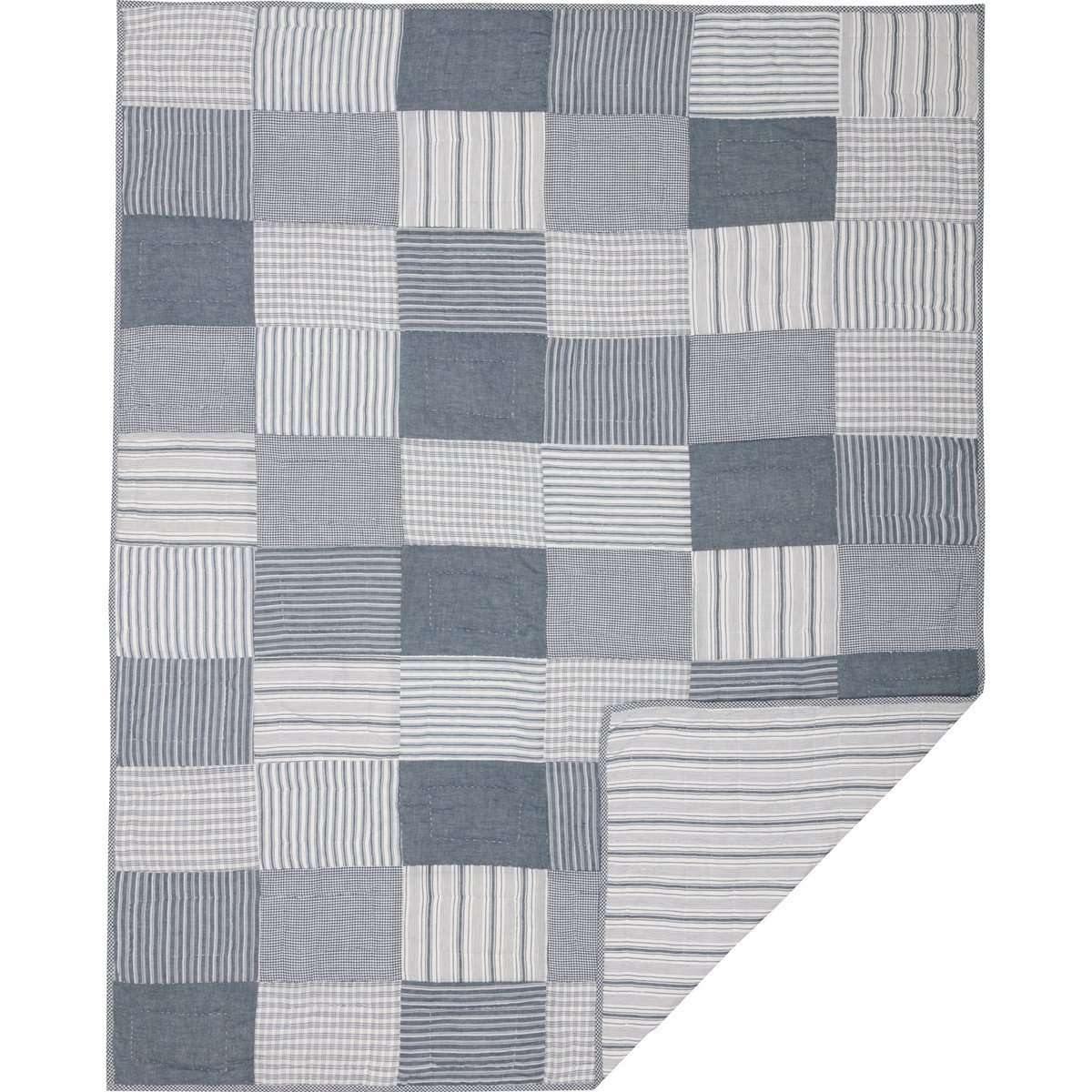 Sawyer Mill Blue Block Quilted Throw 60x50