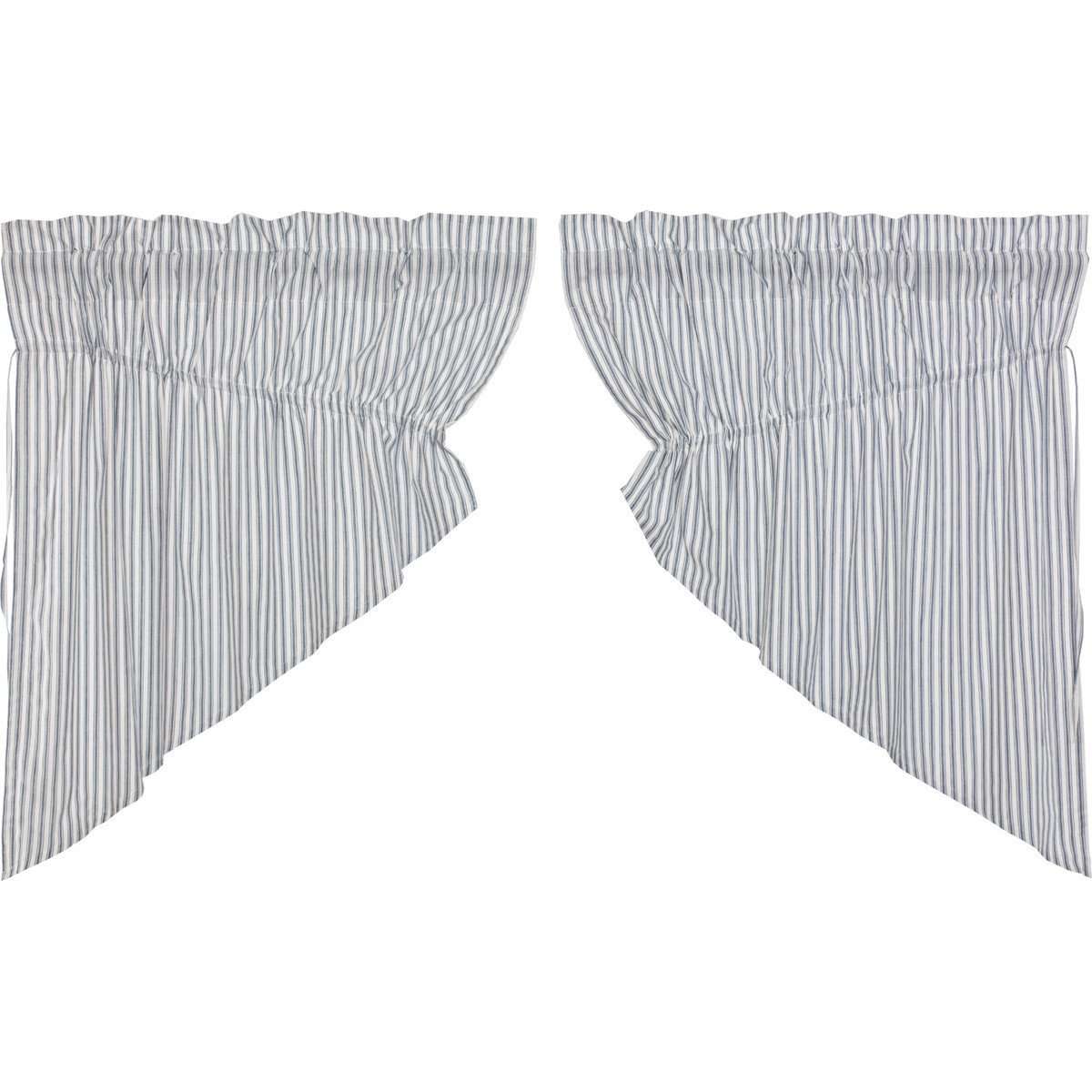 Sawyer Mill Blue Ticking Stripe Prairie Swag Curtain Set of 2 - The Fox Decor