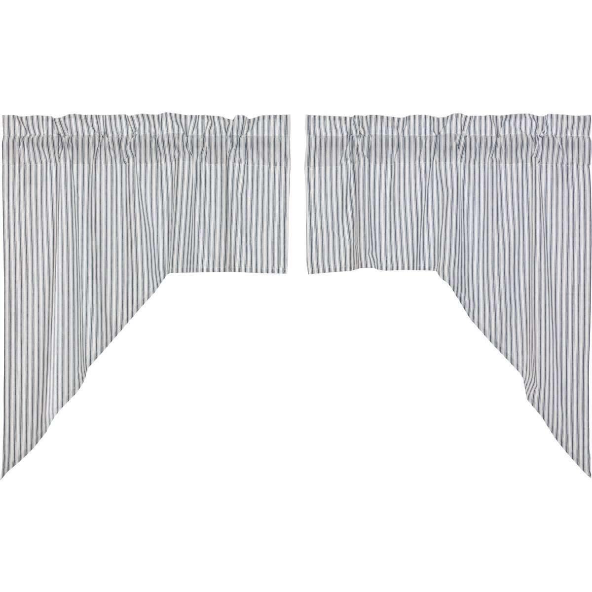 Sawyer Mill Blue Ticking Stripe Swag Curtain Set of 2 36x36x16 VHC Brands - The Fox Decor