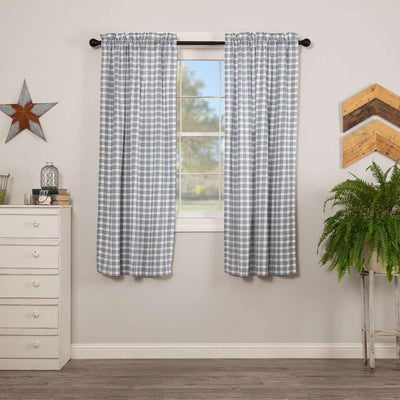 Sawyer Mill Blue Plaid Short Panel Curtain Set of 2 63x36 VHC Brands
