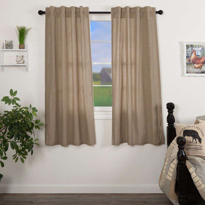 Sawyer Mill Charcoal Ticking Stripe Short Panel Curtain Set of 2 63