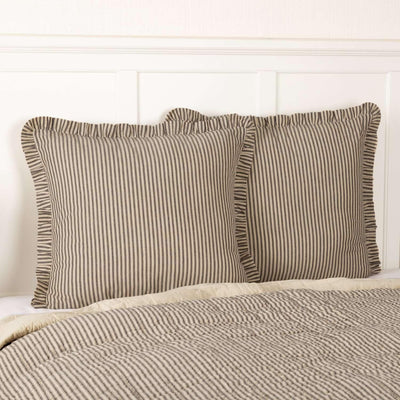 Sawyer Mill Charcoal Ticking Stripe Fabric Euro Sham 26x26 VHC Brands
