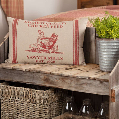 Sawyer Mill Red Hen and Chicks Pillow 14