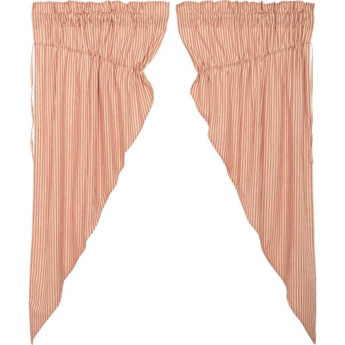 Sawyer Mill Red Ticking Stripe Prairie Short Panel Curtain Set of 2 63x36x18 VHC Brands online