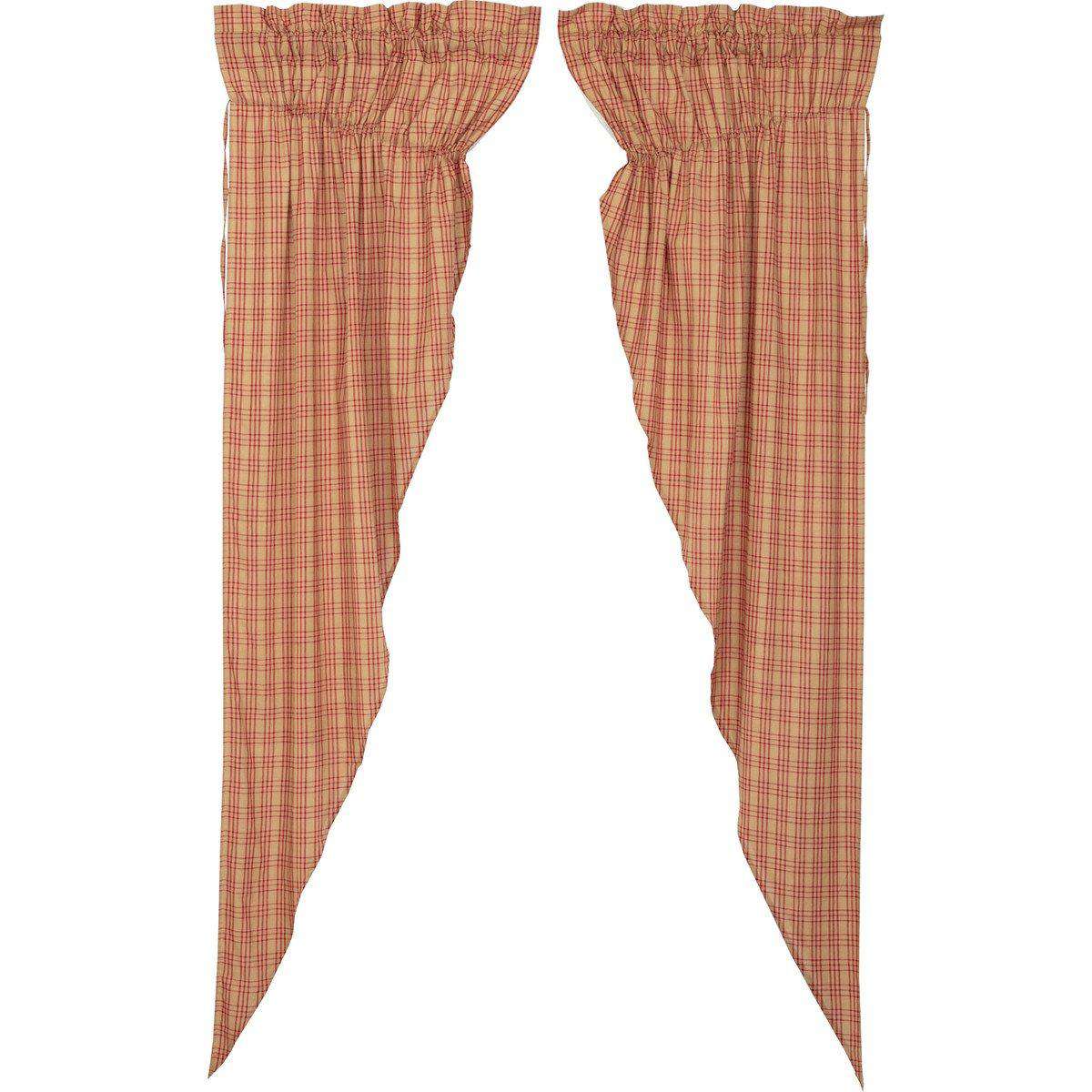 Sawyer Mill Red Plaid Prairie Long Panel Curtain Set of 2 - The Fox Decor