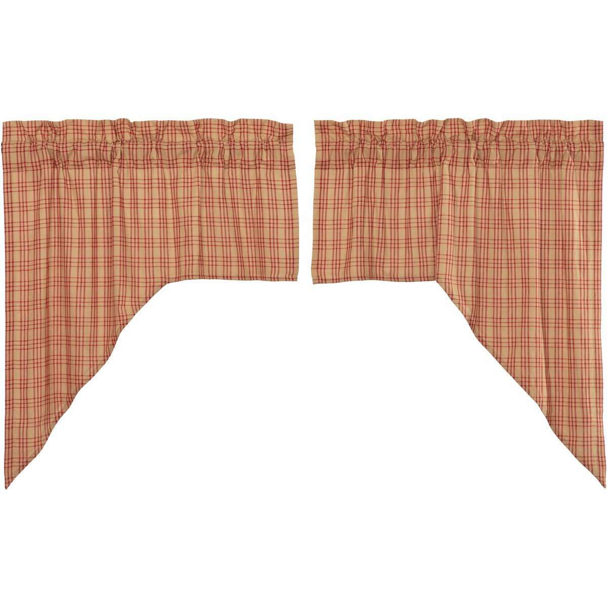 Sawyer Mill Red Plaid Swag Curtain Set 36" x 36" VHC Brands - The Fox Decor