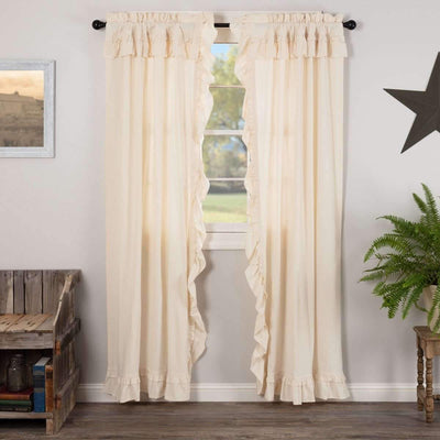 Muslin Ruffled Unbleached Natural Panel Curtain Set of 2 84