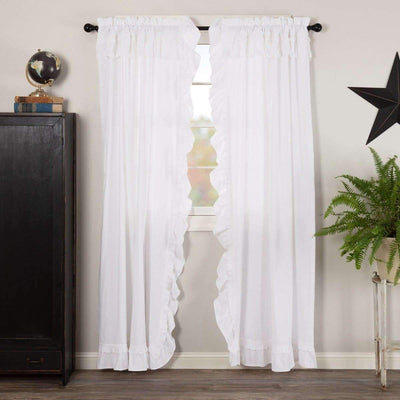 Muslin Ruffled Bleached White Panel Curtain Set of 2 84