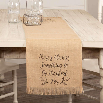 Jute Burlap Natural Thankful Runner 13x48 VHC Brands