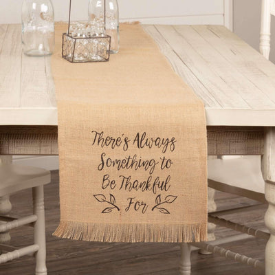 Jute Burlap Natural Thankful Runner 13x72 VHC Brands