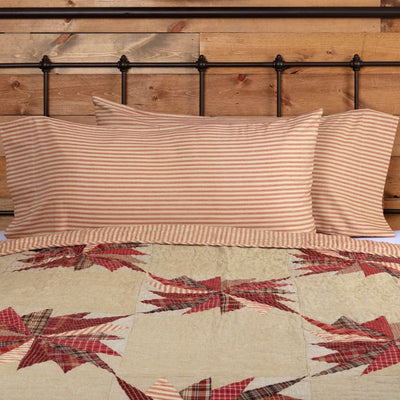 Ozark Red Ticking Stripe King Pillow Case Set of 2 21x40 VHC Brands