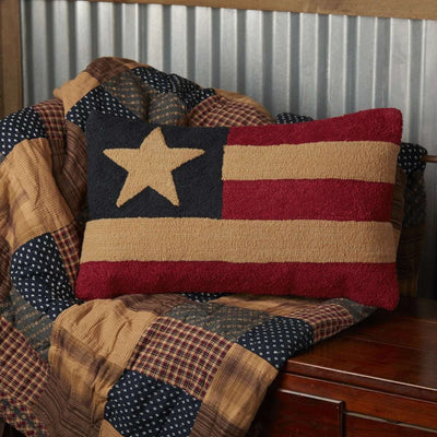Patriotic Patch Flag Hooked Pillow 14