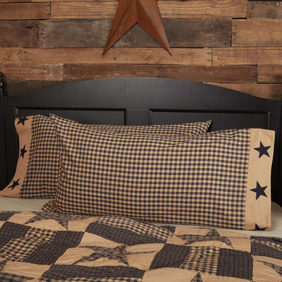 Teton Star King Pillow Case w/Applique Star Set of 2 21x40 VHC Brands