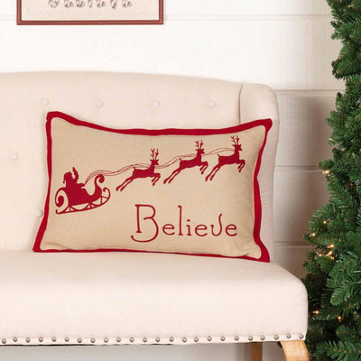 Burlap Santa Believe Pillow 14