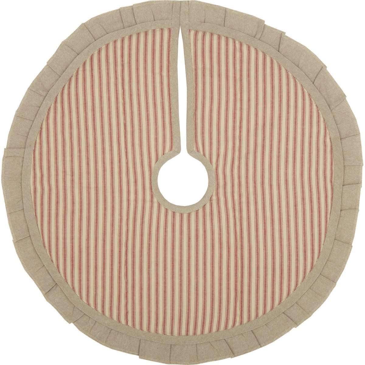 Sawyer Mill Red Ticking Stripe Mini Christmas Tree Skirt 21 VHC Brands - The Fox Decor