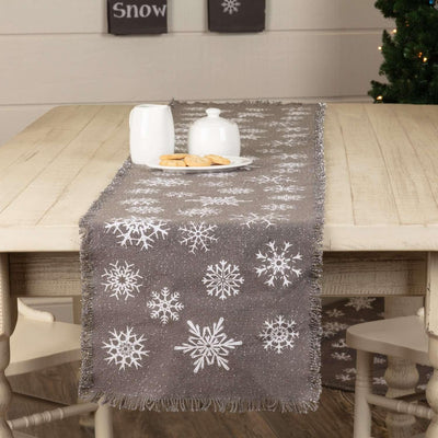 Snowflake Burlap Grey Runner 13x72 VHC Brands