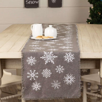 Snowflake Burlap Grey Runner 13x90 VHC Brands