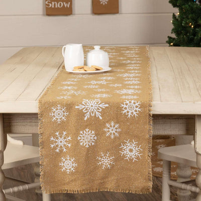 Snowflake Burlap Natural Runner 13x90 VHC Brands