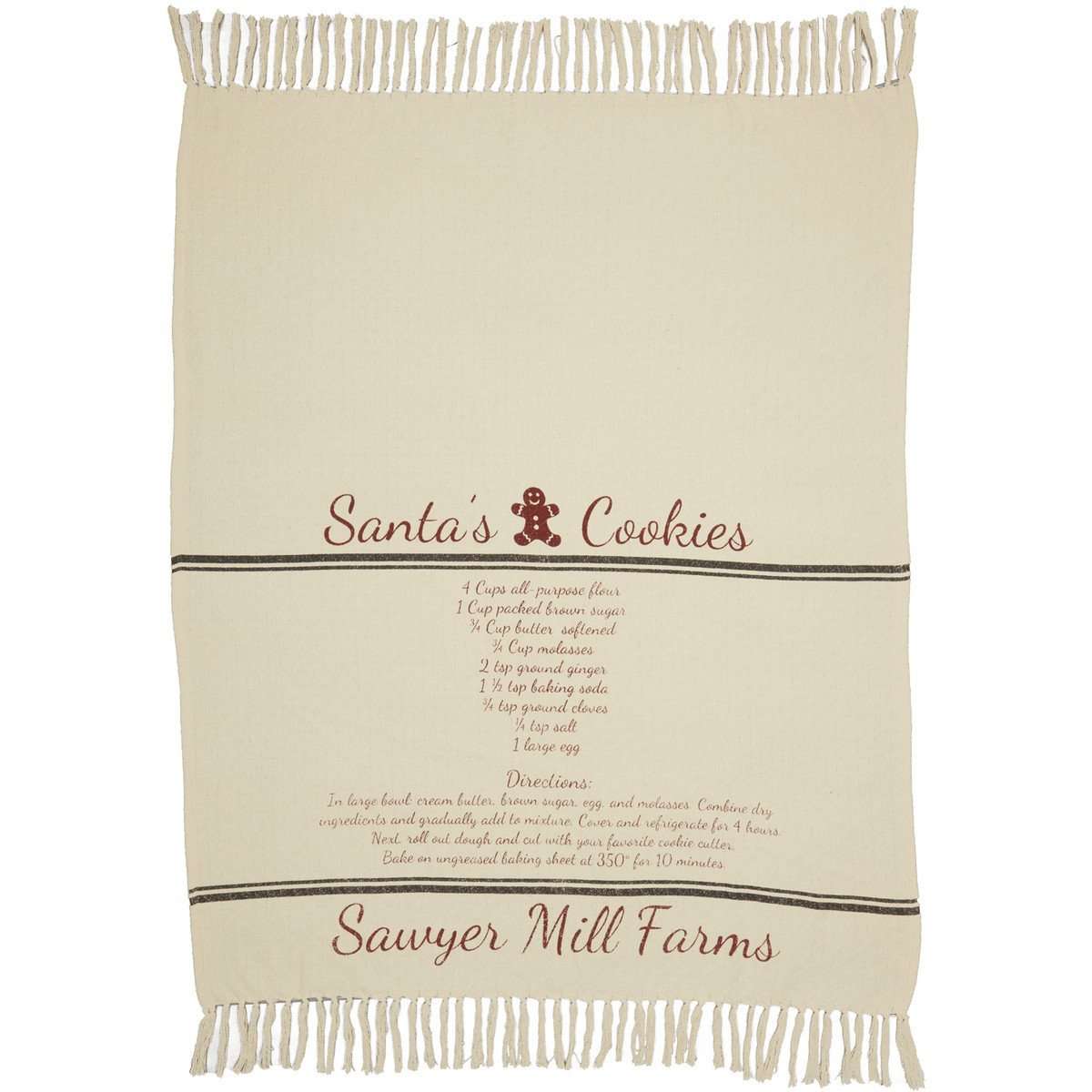 Sawyer Mill Santa Cookies Woven Throw 60" x 50" Creme, Red, Grey VHC Brands - The Fox Decor