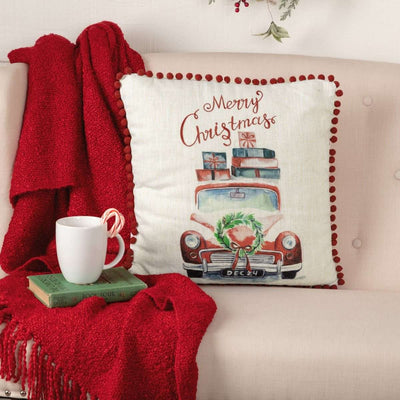 Merry Christmas Red Truck Pillow 18