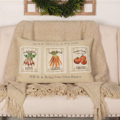 Farmer's Market Garden Veggie Pillow 14x22